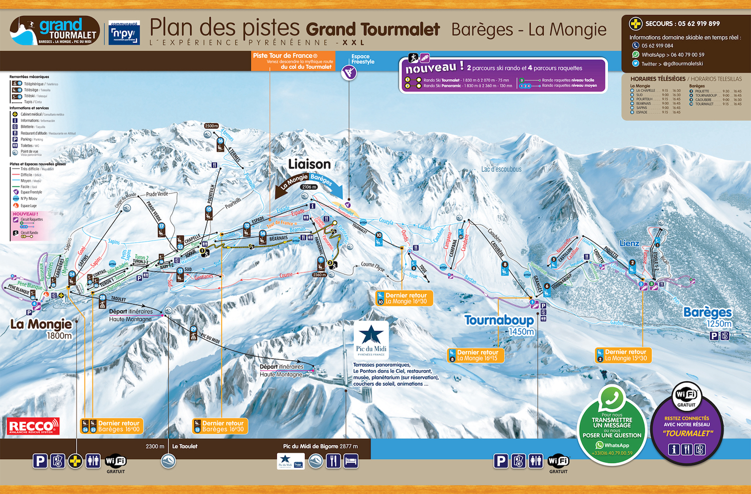 Plan des pistes de la station de ski Gréolières-les-Neiges (Alpes du Sud) en France